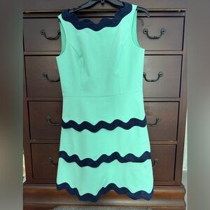 Sail to Sable Aqua and Navy Wave Mini Dress
